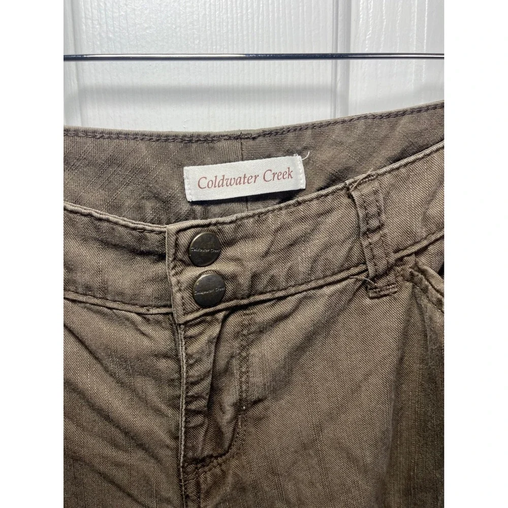 Coldwater Creek Cargo Pants P10 Brown Tencel Blend Embroidered Utility Boho